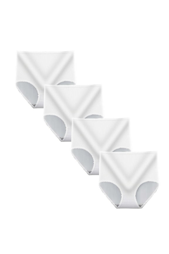 Womens Briefs 4 Pack High Waist Tummy Control Butt Lifting Stretch Soft Comfortable Briefs White L