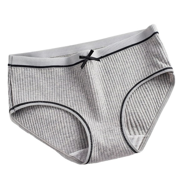 Riecok Womens Briefs High Waist Stretch Plus Size Breathable Comfortable Underwear Panties Gray XL