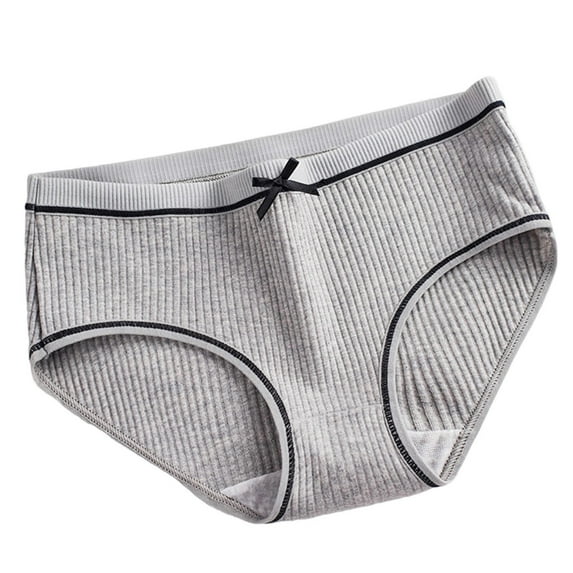 Riecok Womens Briefs High Waist Stretch Plus Size Breathable Comfortable Underwear Panties Gray XL