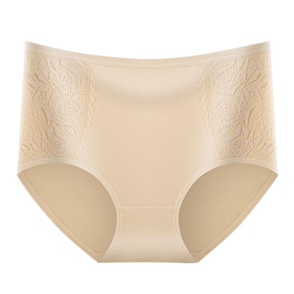 Riecok Womens Briefs High Waist Tummy Control Butt Lifting Breathable Comfortable Underwear Panties Beige L