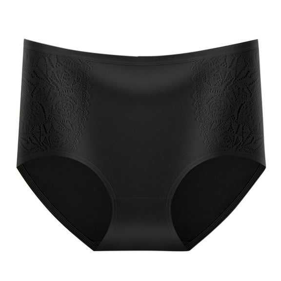 Riecok Womens Briefs High Waist Tummy Control Butt Lifting Breathable Comfortable Underwear Panties Black L