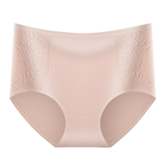 Riecok Womens Briefs High Waist Tummy Control Butt Lifting Breathable Comfortable Underwear Panties Pink L