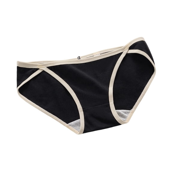 Riecok Womens Briefs Plus Size High Waist Stretch Solid Breathable Comfortable Underwear Panties Black L