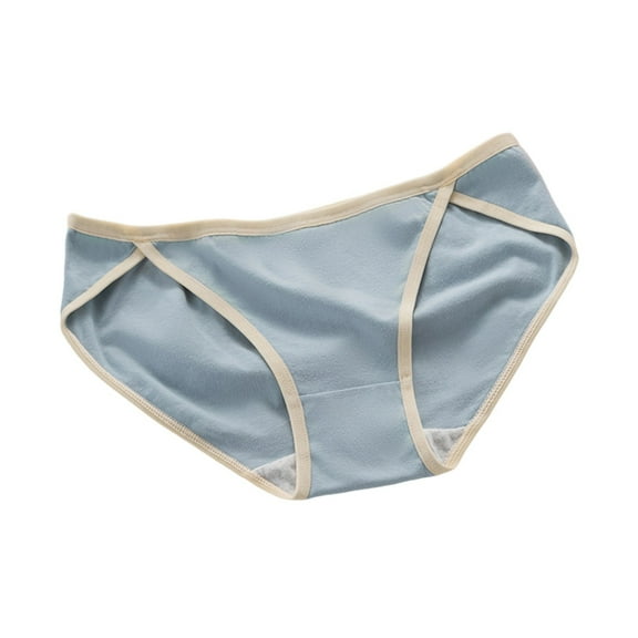 Riecok Womens Briefs Plus Size High Waist Stretch Solid Breathable Comfortable Underwear Panties Blue M