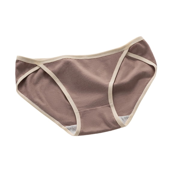 Riecok Womens Briefs Plus Size High Waist Stretch Solid Breathable Comfortable Underwear Panties Coffee M