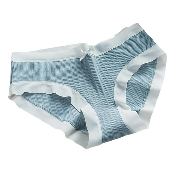 Riecok Womens Briefs Plus Size High Waist Stretch Solid Breathable Soft Comfortable Briefs Light blue XL