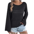 thumbnail image 1 of Riecok Womens Cover Up Long Sleeve Crewneck Hollow out Lightweight Swimsuit Cover Ups Summer Vacation Tops, 1 of 8