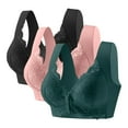 thumbnail image 1 of Riecok Womens Everyday Bra Plus Size 3 Pack Lace Seamless Front Closure Wireless Bras with Support Push up Comfortable Bras, 1 of 8