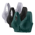 thumbnail image 1 of Riecok Womens Everyday Bra Plus Size 3 Pack Lace Seamless Front Closure Wireless Bras with Support Push up Comfortable Bras, 1 of 8