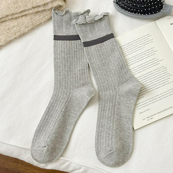 Riecok Womens Fall Socks Lightweight Cushioned Crew Socks Mid Calf Stretched Athletic Socks for Travel Hiking and Running