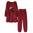 thumbnail image 1 of Riecok Womens Fleece Pajama Sets Christmas Crewneck Loungewear Set Long Sleeve Tops and Pants Solid Baggy Soft Sleepwear, 1 of 3