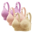 thumbnail image 1 of Riecok Womens Lace Bras 3 Pack Wireless Bras Plus Size Seamless Bras Convertible Straps Everyday Bras, 1 of 7