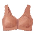 thumbnail image 1 of Riecok Womens Lace Front Closure Bras Plus Size Wireless Push Up Bralette Full Coverage Soft Everyday Bra Pink L, 1 of 8