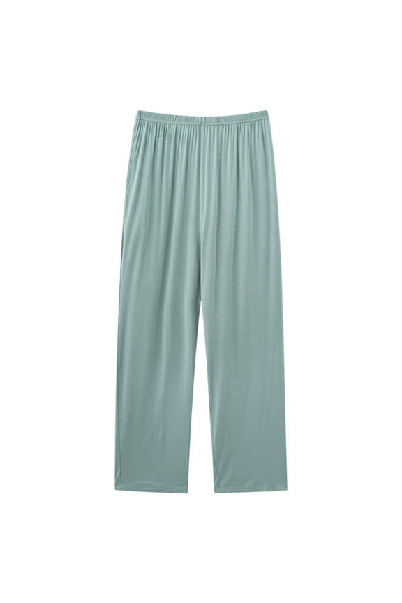 Womens Lounge Pants Plus Size Elastic Waist Wide Leg Lounge Pants with Pocket Solid Color Trendy Casual Pajama Bottoms Mint Green 3XL