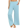 thumbnail image 1 of Riecok Womens Pajama Pants Elastic Waist Straight Leg Lounge Pants Solid Color Trendy Casual Pajama Bottoms Light Blue L, 1 of 7