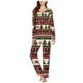 thumbnail image 1 of Riecok Womens Pajama Sets Plus Size Long Sleeve Reindeer Printed Tops and Wide Leg Pant Holiday Loungewear Matching Outfits, 1 of 5