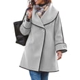 thumbnail image 1 of Riecok Womens Pea Coats Long Sleeve Button down Jackets Lapel Collar Overcoat Warm Casual Winter Outerwear 2XL, 1 of 6