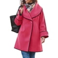 thumbnail image 1 of Riecok Womens Pea Coats Long Sleeve Button down Jackets Lapel Collar Overcoat Warm Casual Winter Outerwear L, 1 of 6