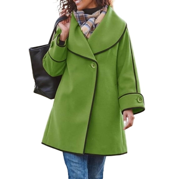 Riecok Womens Pea Coats Long Sleeve Button down Jackets Lapel Collar Overcoat Warm Casual Winter Outerwear L