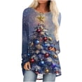 thumbnail image 1 of Riecok Womens Plus Size Tops Christmas Round Neck Tunic Tops Xmas Tree Print Raglan Sleeve Blouses Winter Warm Clothes, 1 of 5