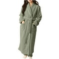 thumbnail image 1 of Riecok Womens Plush Robes Long Length Cozy Soft Long Sleeve Warm Bathrobe with Front Pockets and Tie Closure Causal Loungewear Sleepwear Green XL, 1 of 3