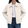 thumbnail image 1 of Riecok Womens Suede Jacket Long Sleeve Zip up Coats Lapel Collar Solid Jackets Casual Fall Outerwear with Pocket L, 1 of 8
