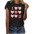 thumbnail image 1 of Riecok Womens Tops Plus Size valentines day shirts Crewneck Heart T Shirt for Women Short Sleeve Summer Casual Comfy Novelty Graphic Tops Black 3XL, 1 of 7
