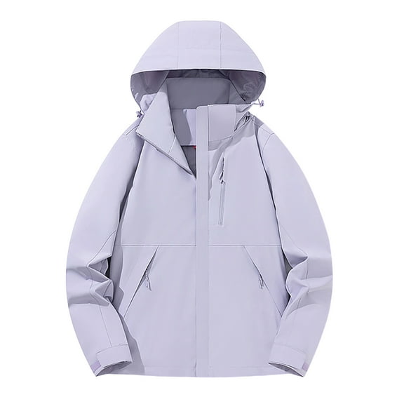 Riecok Womens Windbreaker Jacket Long Sleeve Hooded Jackets Zip Up Coats with Pockets Solid Color Casual Stylish Clothes