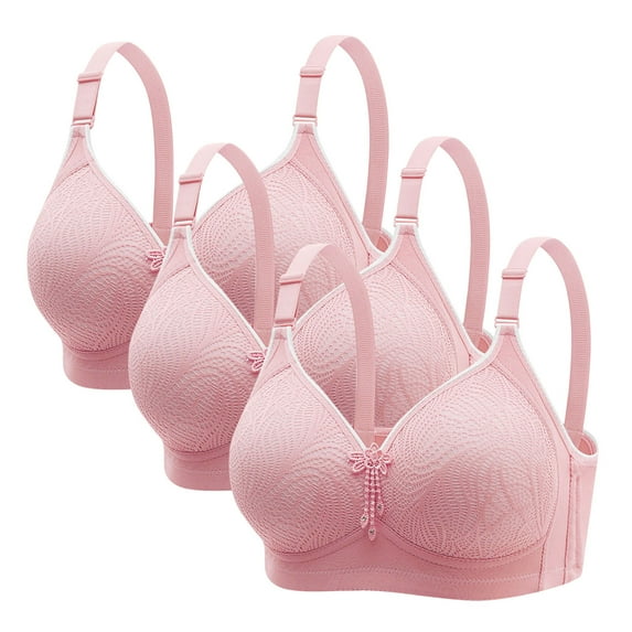 Riecok Womens Wireless Bralette Plus Size 3 Pack Lace Bras with Support Push up Comfortable Sport Bras