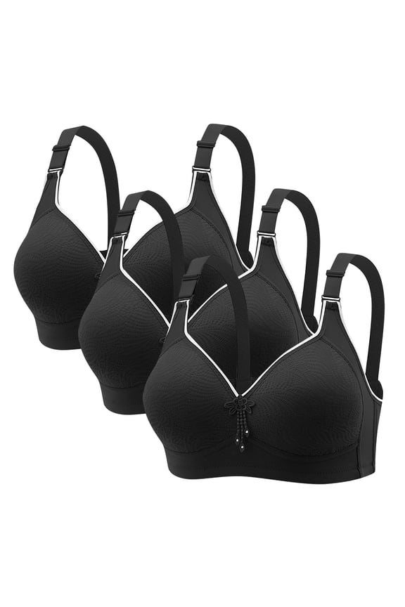 Womens Wireless Bralette Plus Size 3 Pack Lace Bras with Support Push up Comfortable Sport Bras