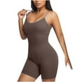 thumbnail image 1 of Riecok Womens Yoga Bodysuit Seamless Stretchy Sleeveless Jumpsuits Solid Spaghetti Strap Workout Shapewear, 1 of 6