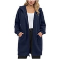 thumbnail image 1 of Riecok Womens Zip up Jacket with Hood Long Sleeve Jackets Drawstring Coats with Pockets Solid Color Cozy Everyday Clothes, 1 of 8