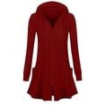 thumbnail image 1 of Riecok Womens Zip up Sweatshirt Mock Neck Long Sleeve Hooded Pullover Tops with Pocket Solid Cozy Fall Clothes, 1 of 5