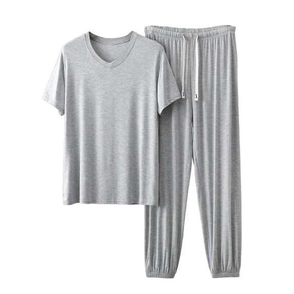 Riecok Workout Sets for Men 2 Piece Matching Sets V Neck Short Sleeve Tops and Drawstring Pant Going out Outfits Khaki 3XL