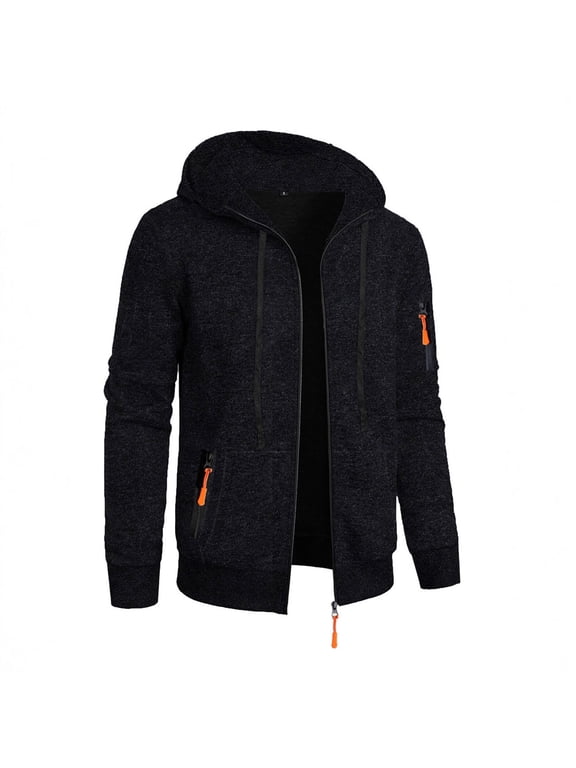 Hoodies for Men Long Sleeve Hooded Jackets Zip Up Drawstring Coats with Pockets Solid Casual Althletic Outetwear