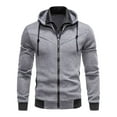 thumbnail image 1 of Riecok Zipper Hoodies for Men Long Sleeve Crewneck Solid Color Coat Casual Comfortable Clothes Gray 3XL, 1 of 8