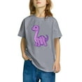 thumbnail image 1 of Riecok ween Girls Summer Short Sleeve Round-Neck Casual Dinosaur Print Comfortable Soft Fashion Undershirts Tee Shirt Top Kids Blouse Gray 3 T, 1 of 1