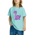 thumbnail image 1 of Riecok ween Girls Summer Short Sleeve Round-Neck Casual Dinosaur Print Comfortable Soft Fashion Undershirts Tee Shirt Top Kids Blouse Light Blue 4 T, 1 of 1
