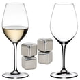 thumbnail image 1 of Riedel 3/2/6422 Wine Friendly White Wine and Champagne Glass Set of 2 Bundle with Deco Essentials Stainless Steel Ice Cubes with Storage Case Reusable 4 Pack, 1 of 6