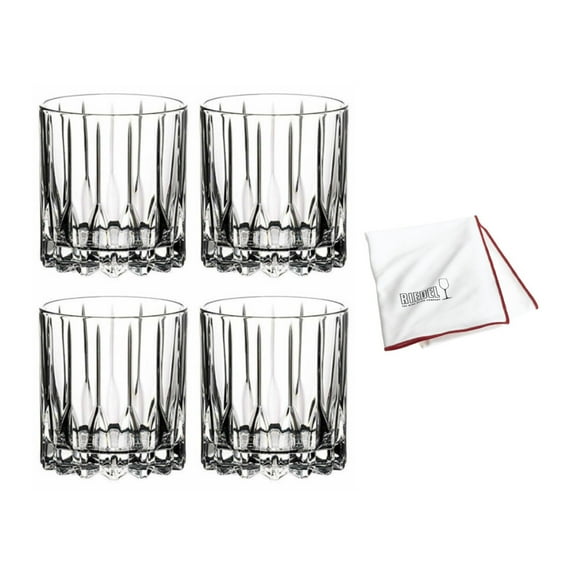 Riedel Drink Specific Glassware Neat Cocktail Glass (6 oz, Clear) Set of 4 with Polishing Cloth
