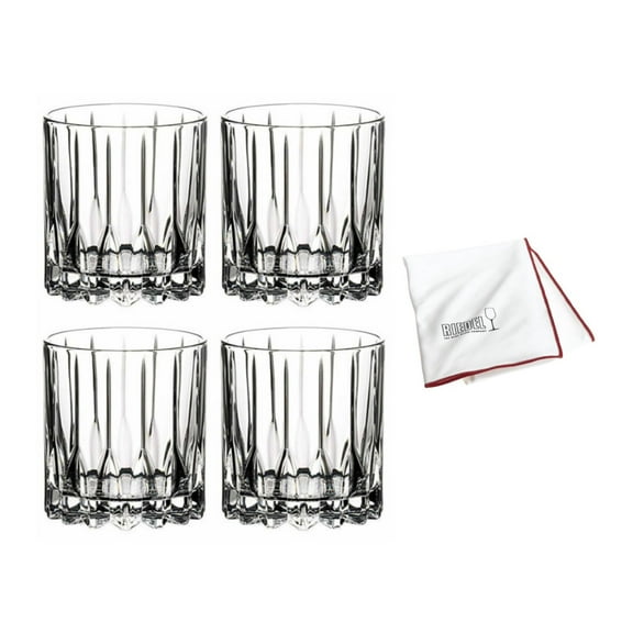 Riedel Drink Specific Glassware Neat Cocktail Glass (6 oz, Clear) Set of 4 with Polishing Cloth