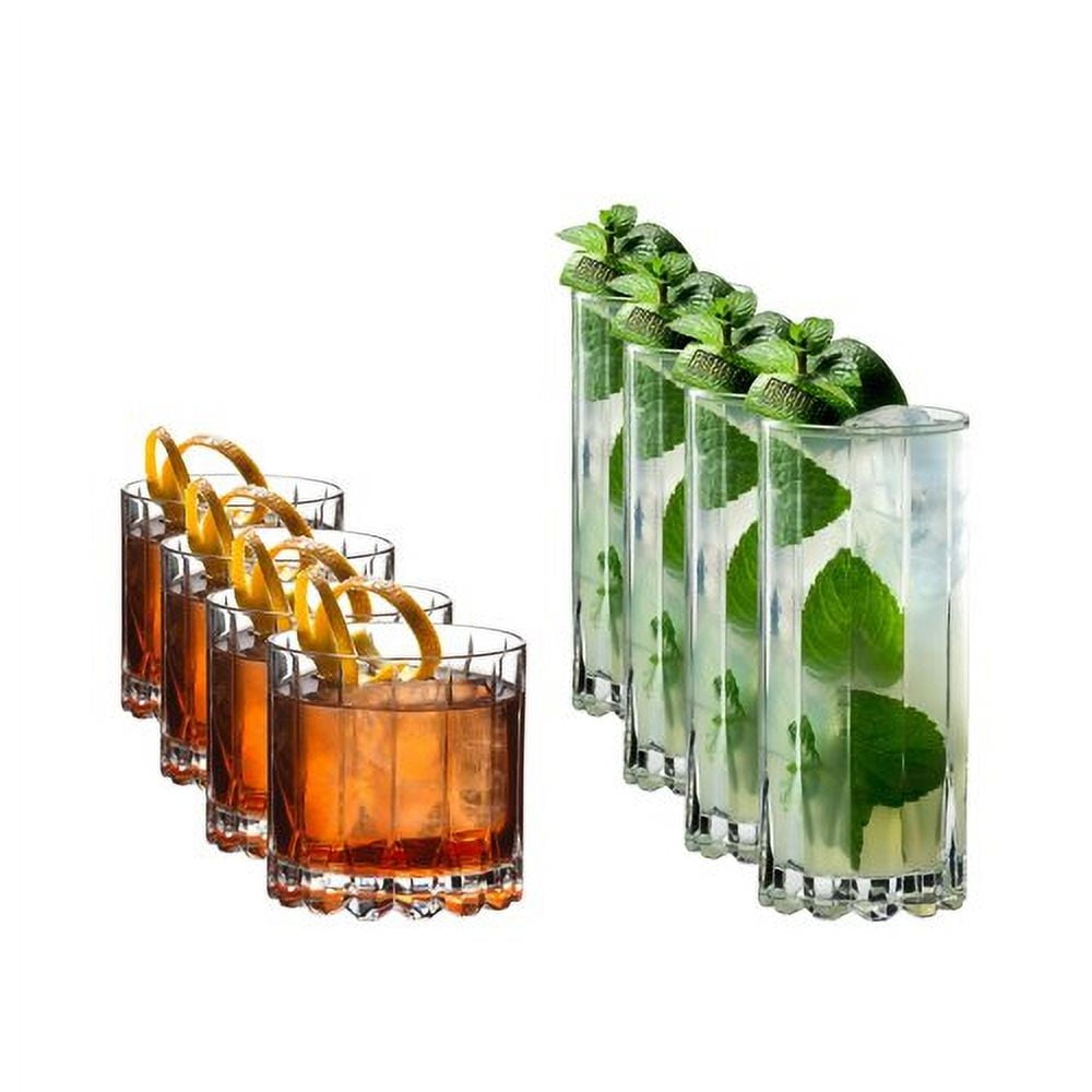 Riedel 8-Piece Clear Glass Rocks and Highball Set