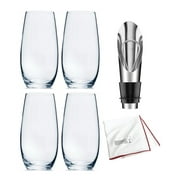 Riedel O Stemless Champagne Glass (4-Pack) with Wine Pourer and Polishing Cloth