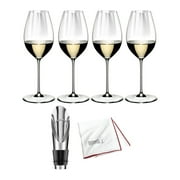 Riedel Performance Sauvignon Blanc Glass (15 oz, 4-Pack) with Wine Pourer Bundle