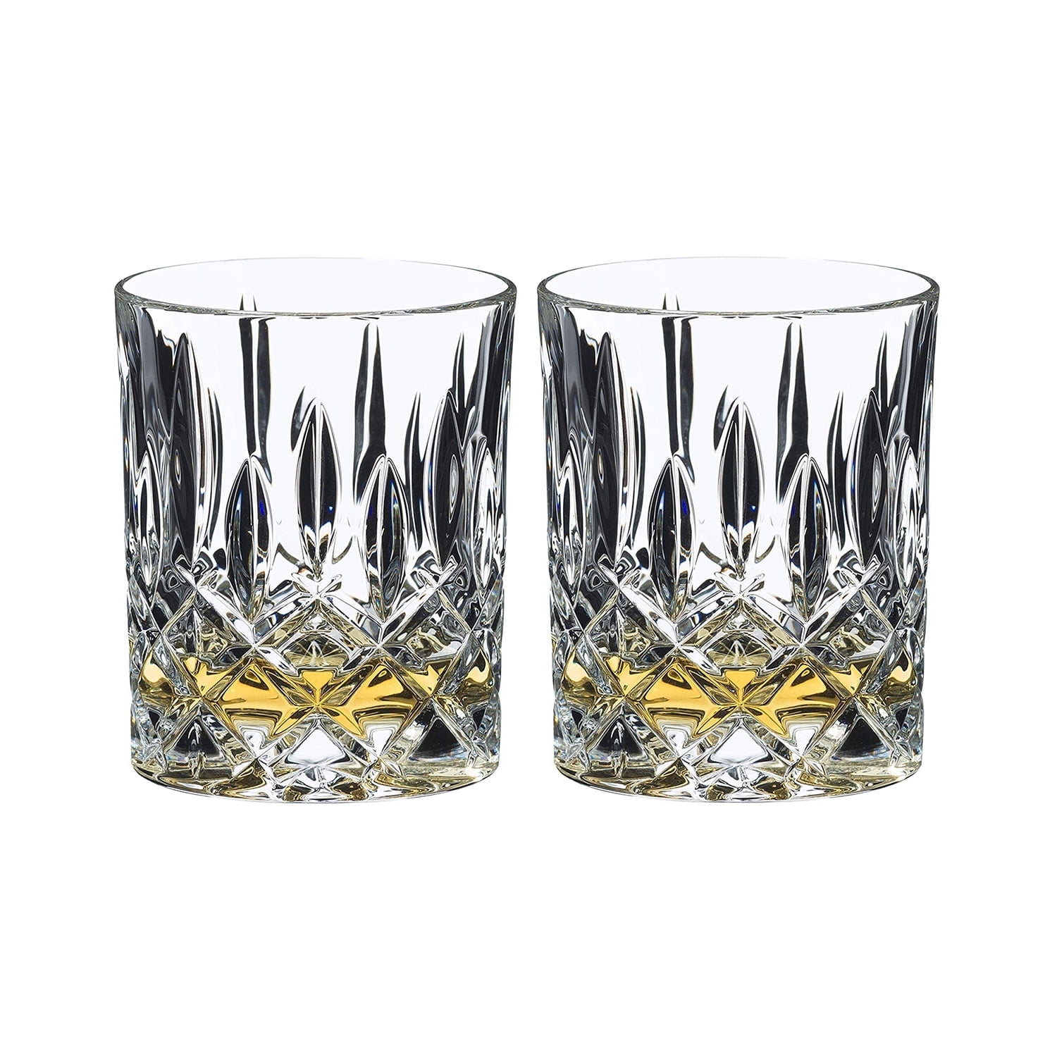Crystal Cut Embellished Clear Whiskey Glass Set of 2