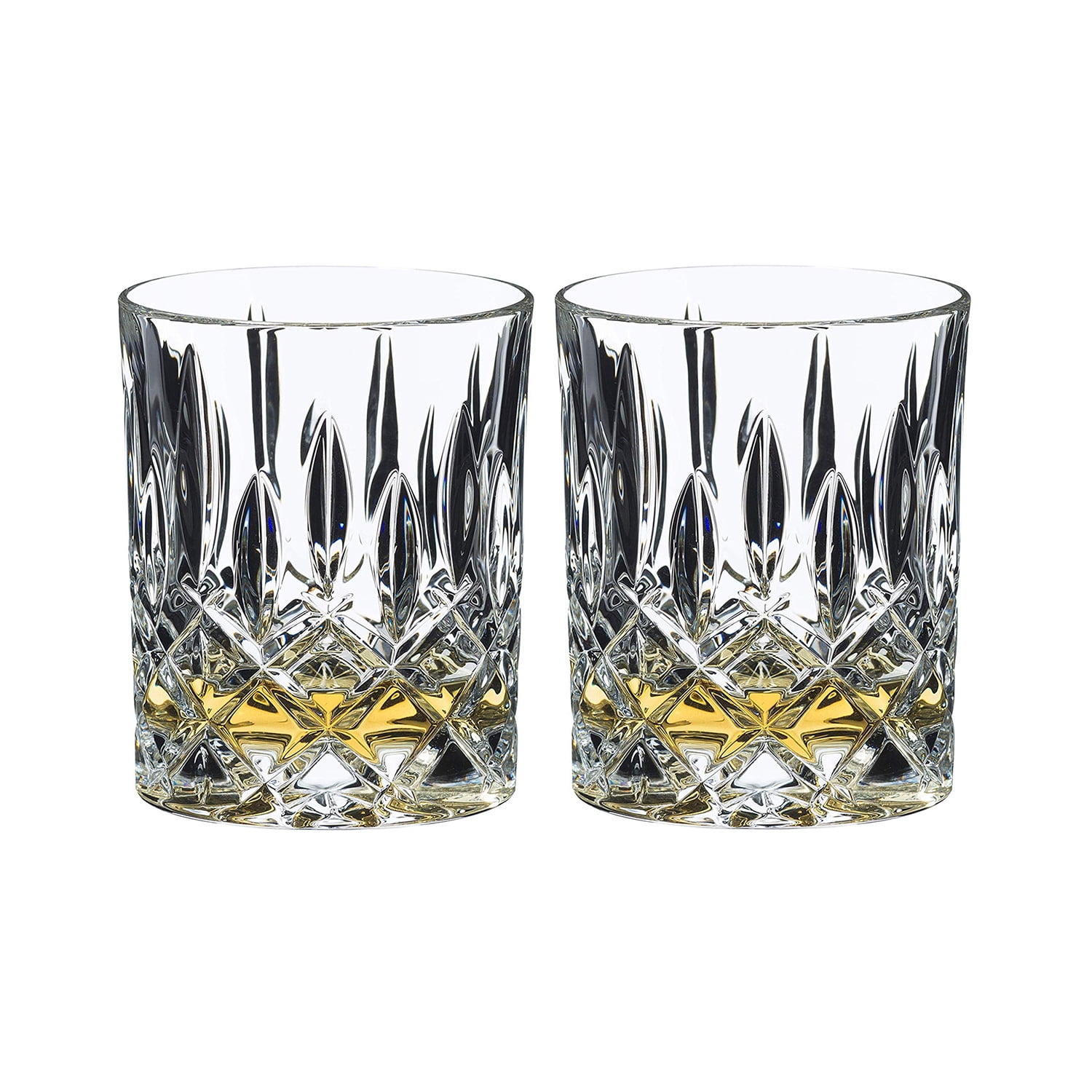 Crystal Cut Embellished Clear Whiskey Glass Set of 2