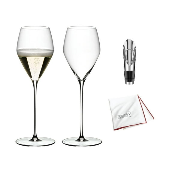 Riedel Veloce Champagne Wine Glasses (Set of 2) with Accessories