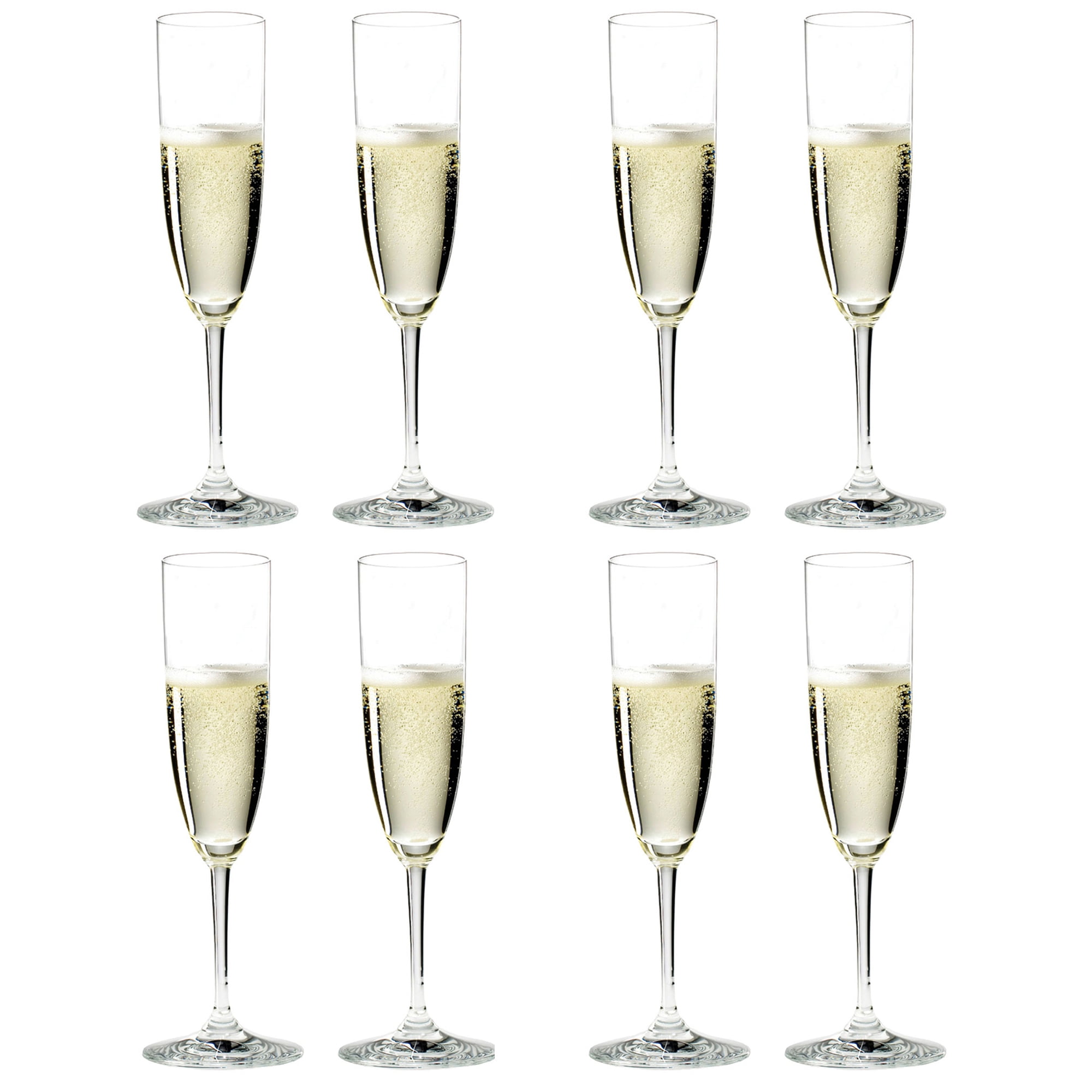 Riedel Vinum Dishwasher Safe Crystal Champagne Wine Glasses w/ Cloth (8