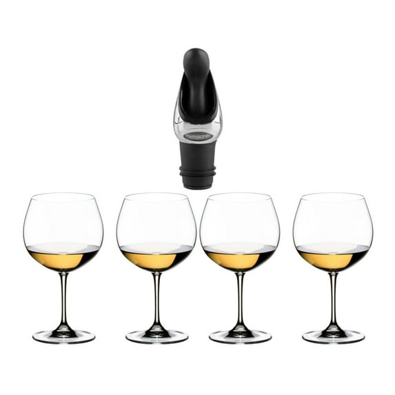 Riedel Vinum Oaked Chardonnay/ Montrachet Glass (4-Pack) with Wine Pourer