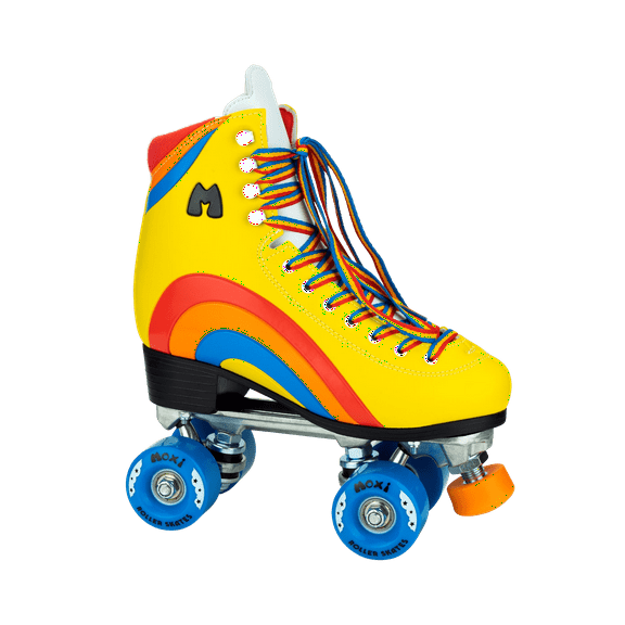 Riedell Quad Outdoor Roller Skates - Moxi Rainbow Rider (Sunshine Yellow, 6 Medium)